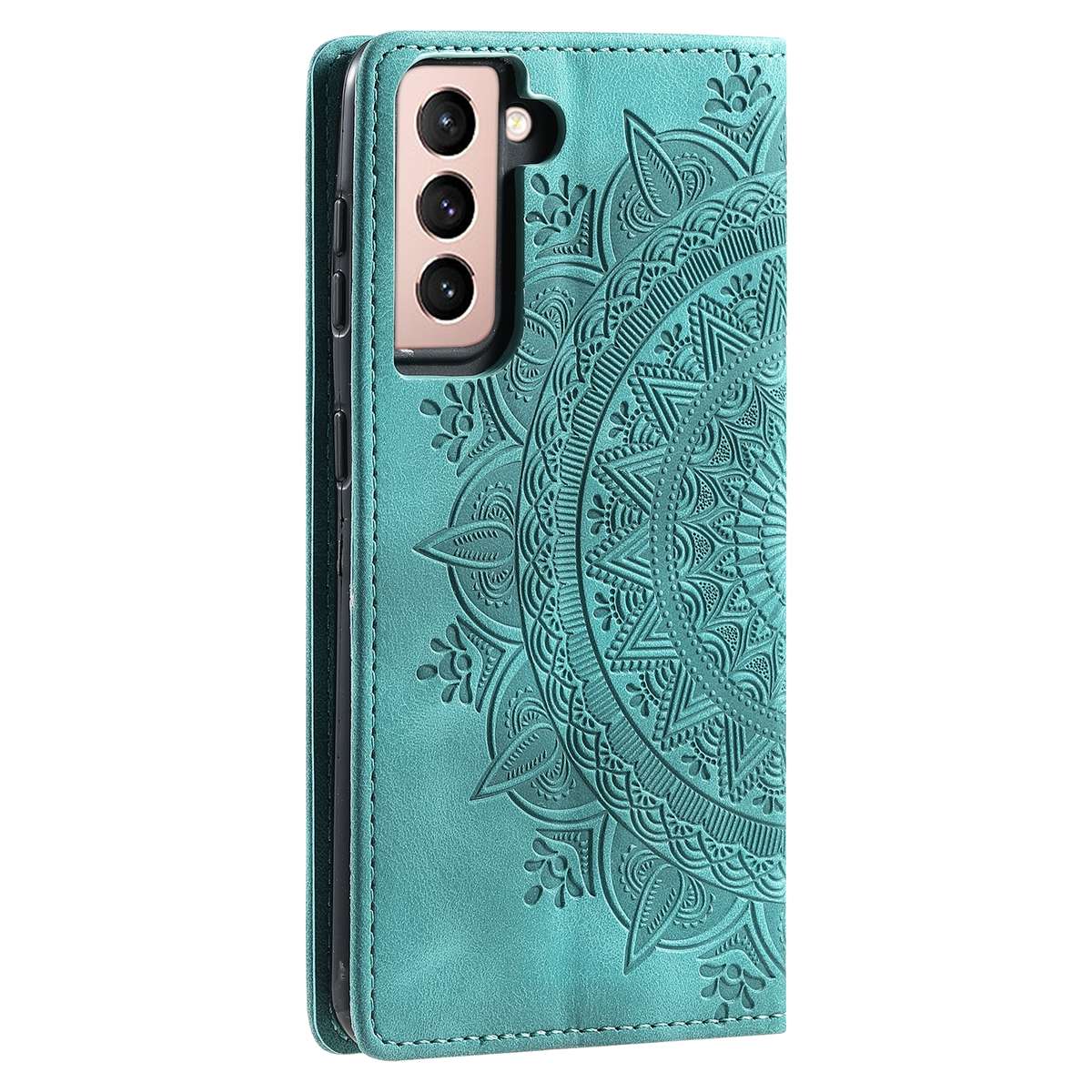 For Samsung Galaxy S21+ 5G Totem Embossed Magnetic Leather Phone Case(Green)