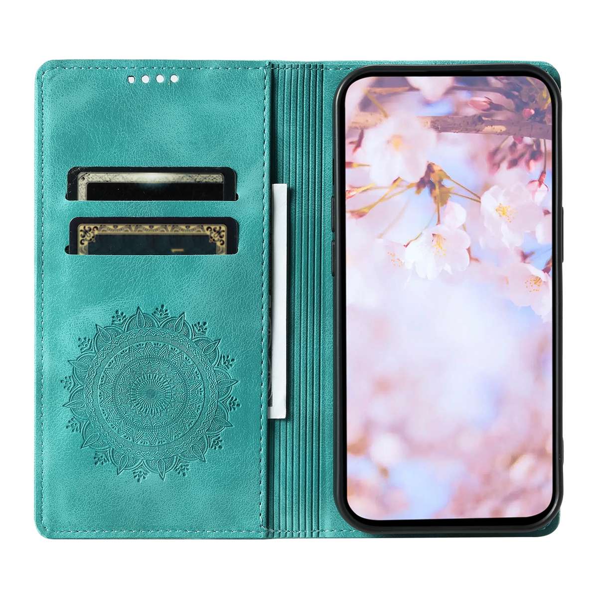 For Samsung Galaxy S21+ 5G Totem Embossed Magnetic Leather Phone Case(Green)