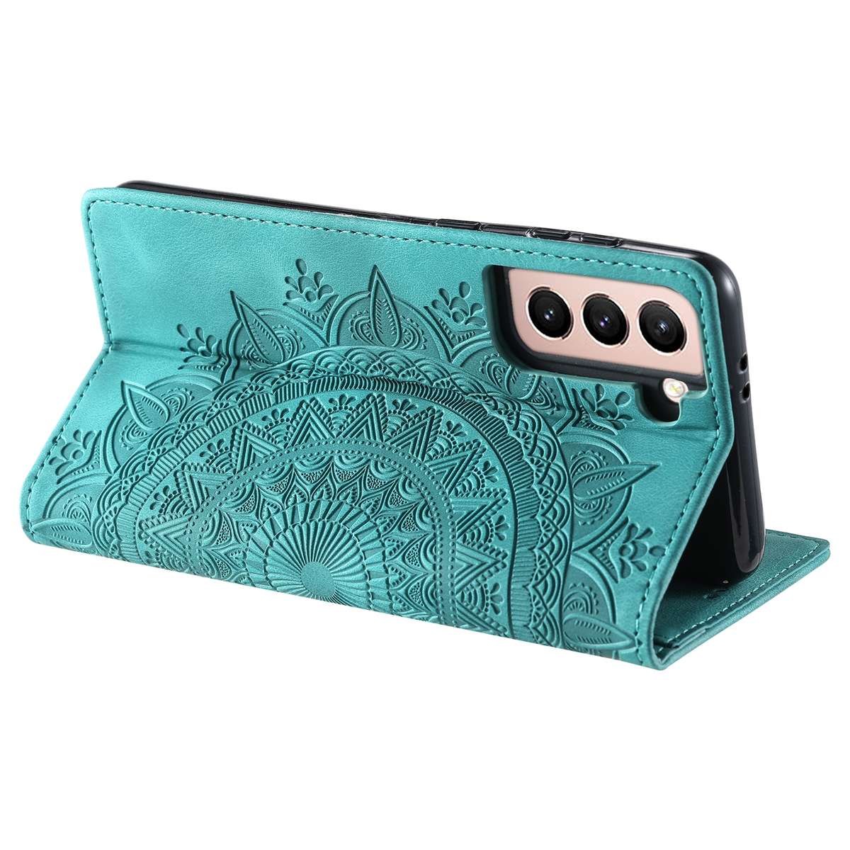 For Samsung Galaxy S21+ 5G Totem Embossed Magnetic Leather Phone Case(Green)