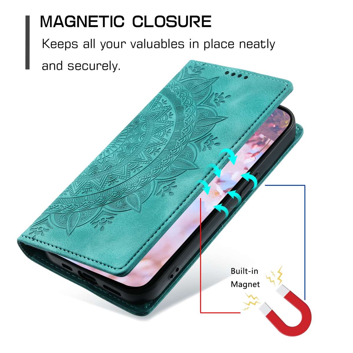 For Samsung Galaxy S21+ 5G Totem Embossed Magnetic Leather Phone Case(Green)