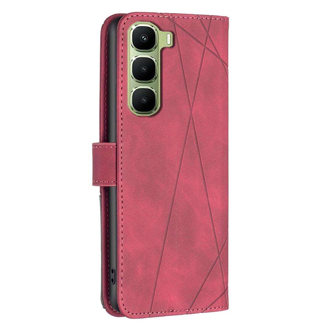 For Infinix Hot 70 5G Magnetic Buckle Rhombus Texture Leather Phone Case(Red)