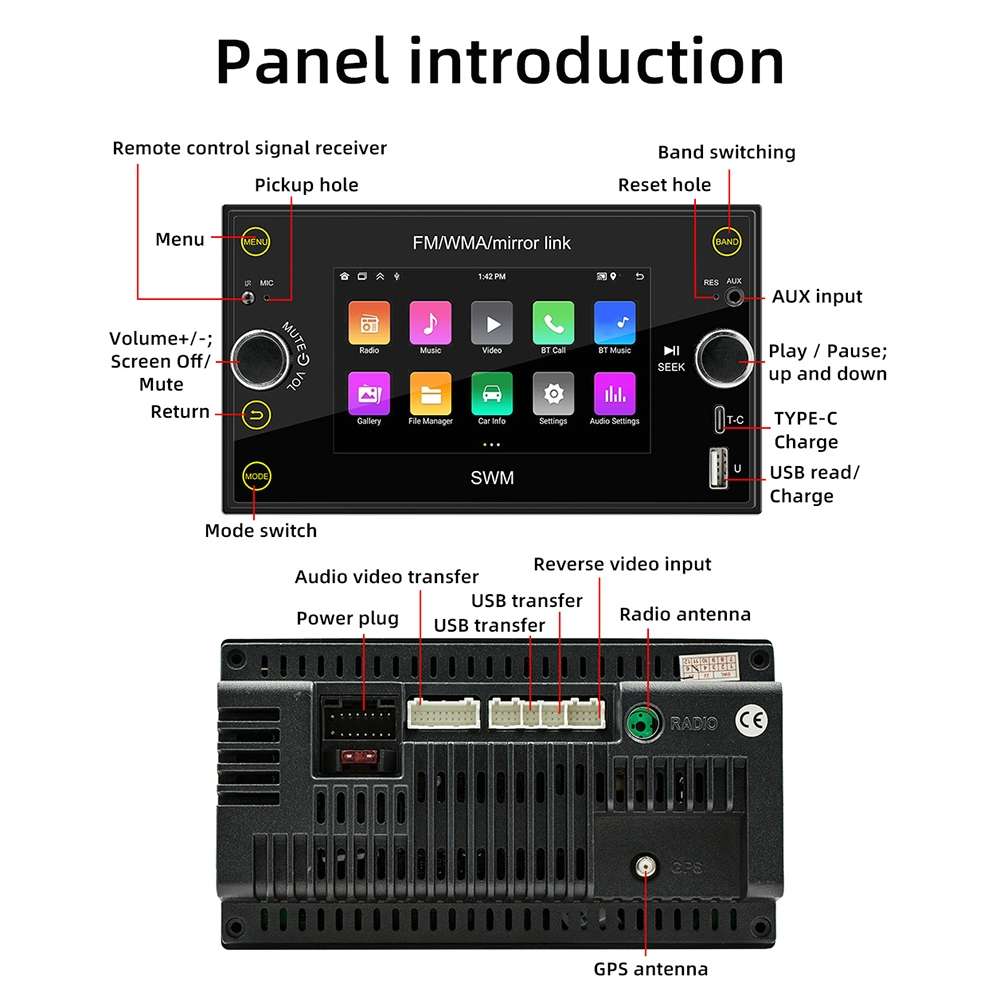 A3121 Android 12 GPS Navigation Car Multimedia Player, 1GB+32GB, Support iOS CarPlay / Android Auto