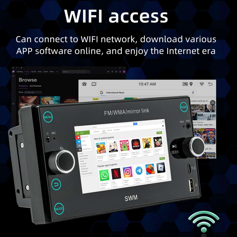 A3121 Android 12 GPS Navigation Car Multimedia Player, 1GB+32GB, Support iOS CarPlay / Android Auto