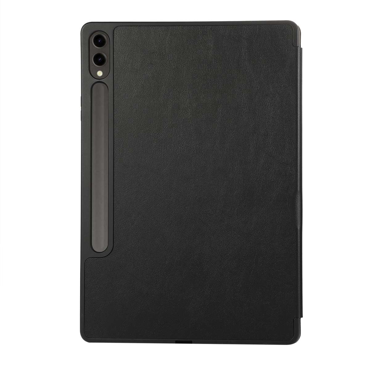 For Samsung Galaxy Tab S9 FE+ 3-Fold Pure Color TPU Leather Tablet Case with Pen Slot(Black)