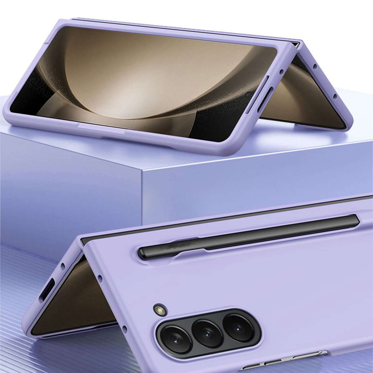 For Samsung Galaxy Z Fold5 5G Integrated Skin Feel PC Phone Case with Pen / Pen Box(Black)