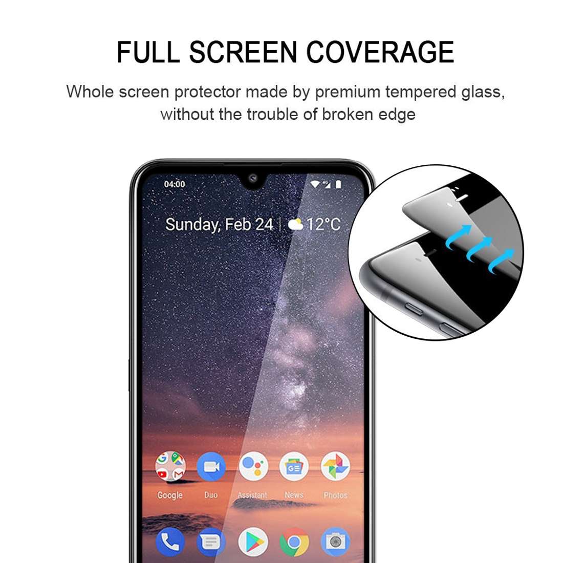 For Nokia 3.2 Full Glue Full Screen Tempered Glass Film