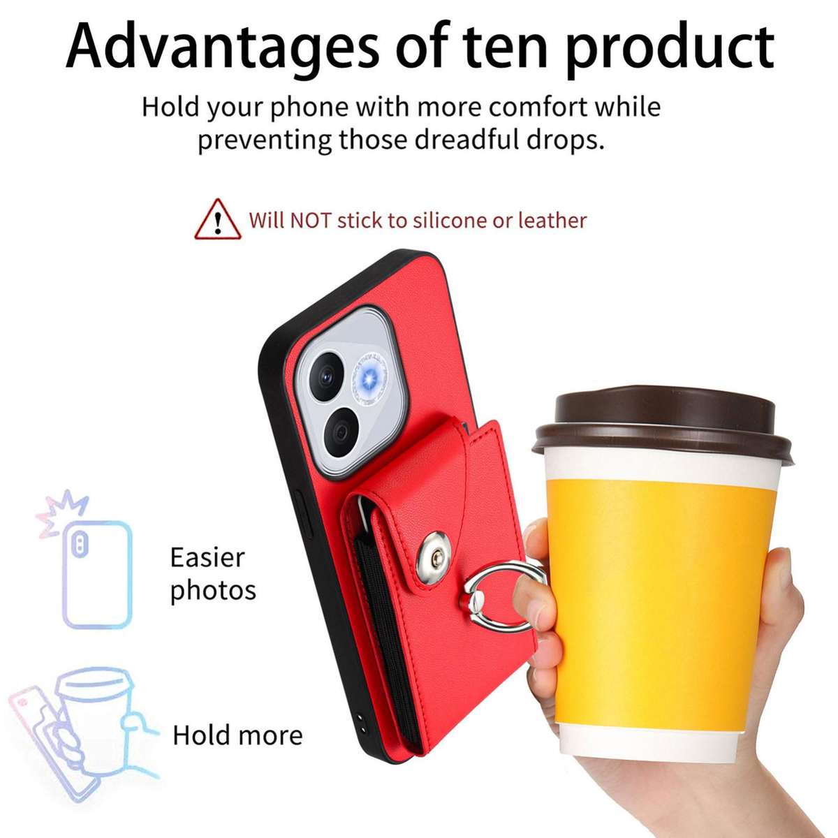For Honor 400 Lite Global / X70i Organ Card Bag Ring Holder PU Phone Case(Red)