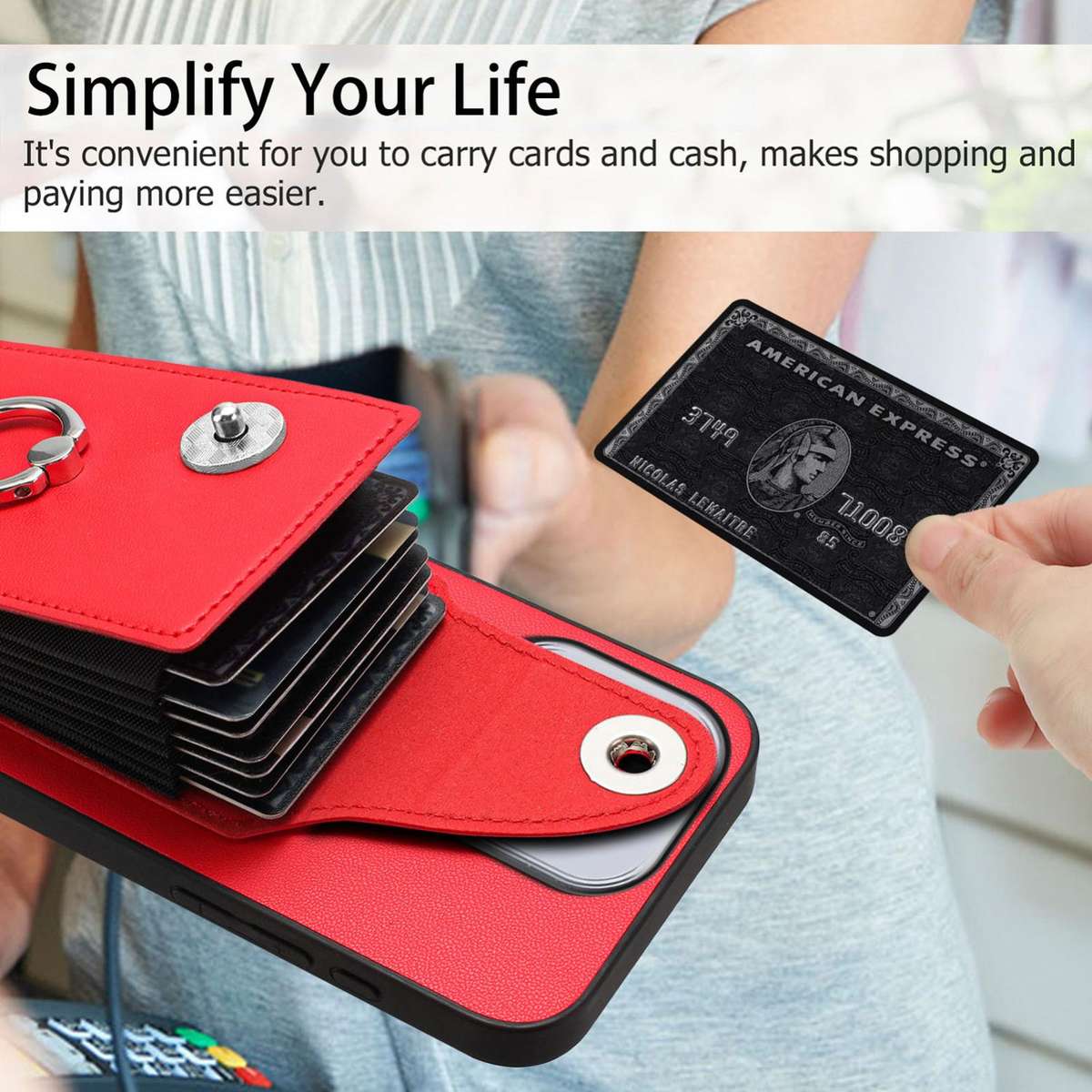 For Honor 400 Lite Global / X70i Organ Card Bag Ring Holder PU Phone Case(Red)