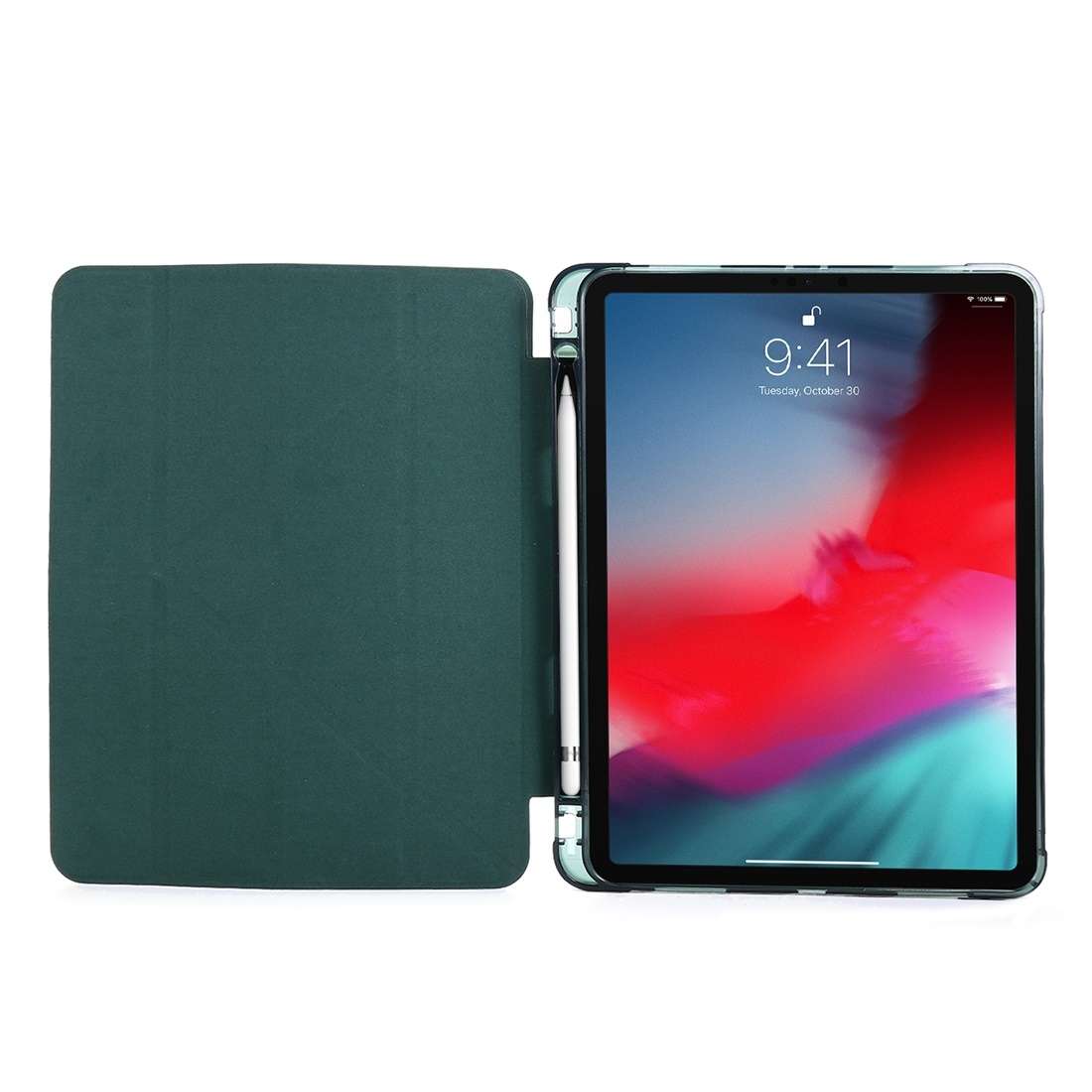 For iPad Air 13 2024 / Pro 12.9 2022 / 2021 Multi-folding TPU Leather Tablet Case ... (Deep Green)