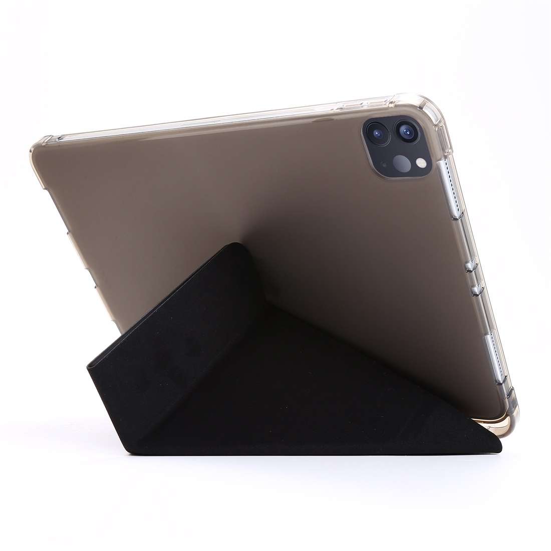 For iPad Air 13 2024 / Pro 12.9 2022 / 2021 Multi-folding TPU Leather Tablet Case with ... (Black)