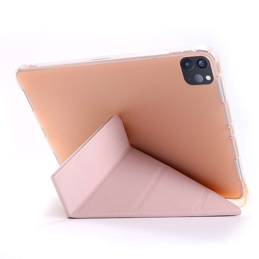For iPad Air 13 2024 / Pro 12.9 2022 / 2021 Multi-folding TPU Leather Tablet Case with ... (Gold)