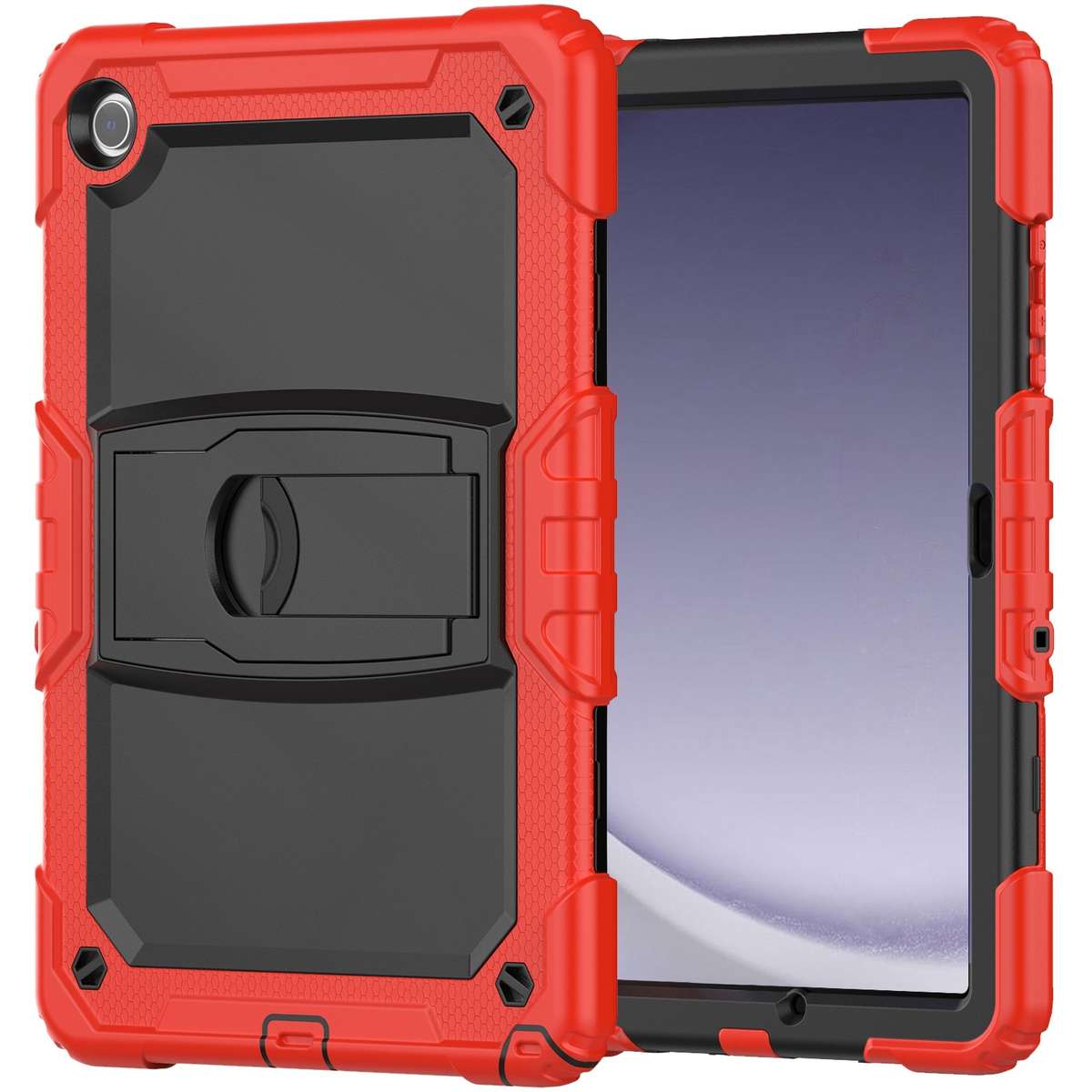 For Samsung Galaxy Tab A11+ / A9+ Silicone Hydric PC Tablet Case with Shoulder Strap & Holder(Red)