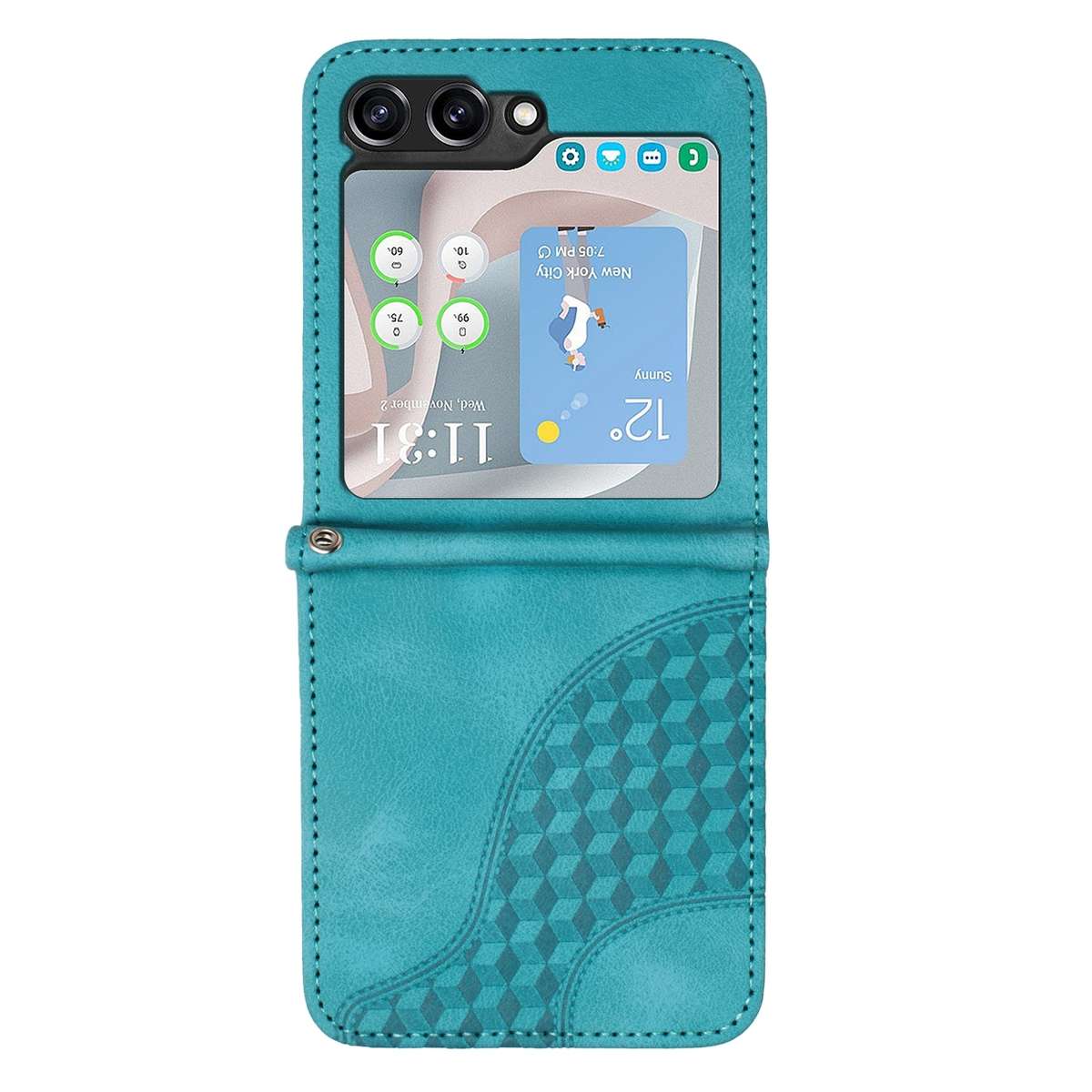 For Samsung Galaxy Z Flip5 5G YX0060 Elephant Head Embossed Phone Leather Case wi ... (Light Blue)