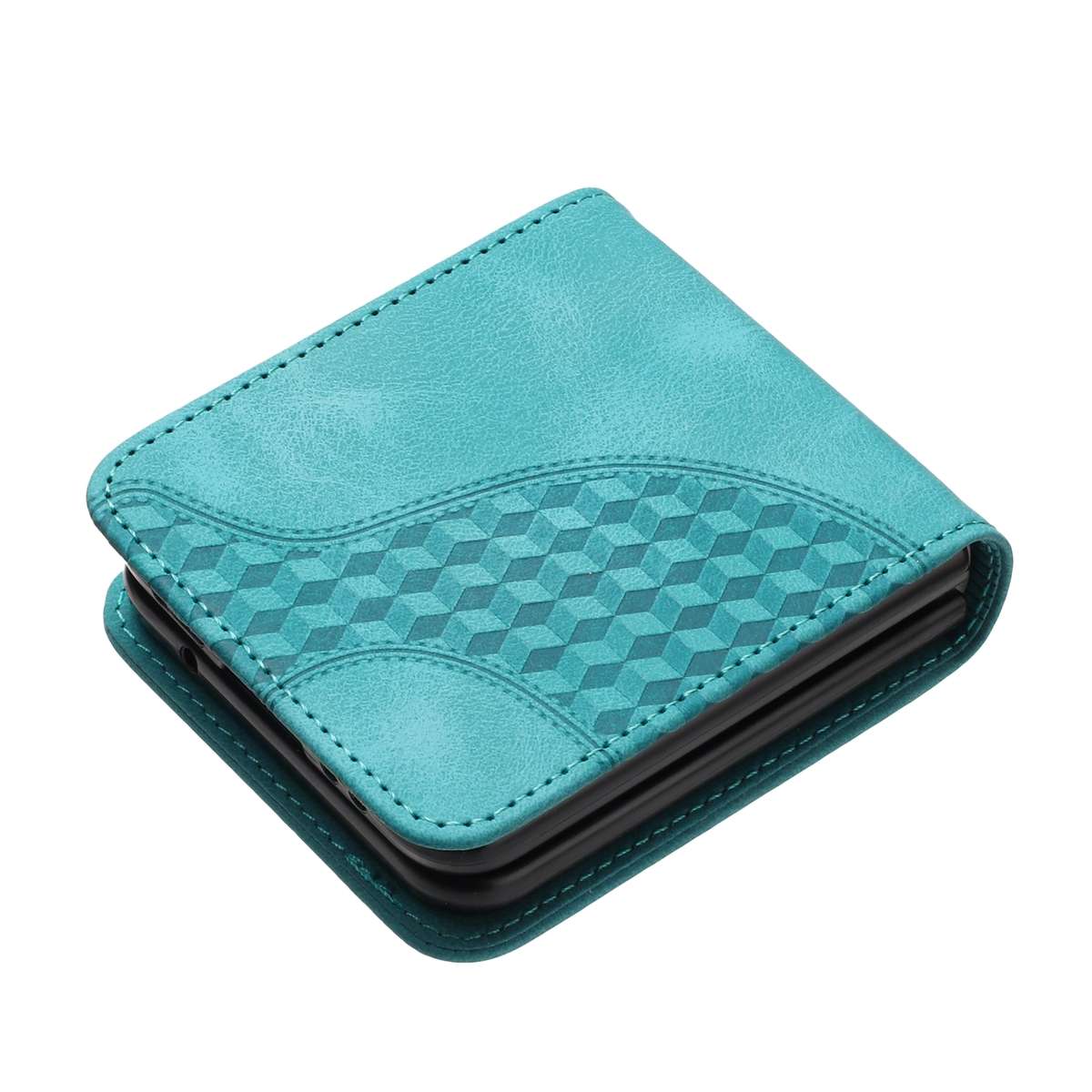 For Samsung Galaxy Z Flip5 5G YX0060 Elephant Head Embossed Phone Leather Case wi ... (Light Blue)