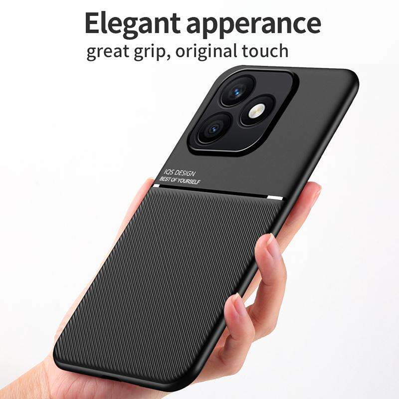 For Honor X8d 4G Classic Tilt Strip Grain Magnetic PC Hybrid TPU Phone Case(Blue)
