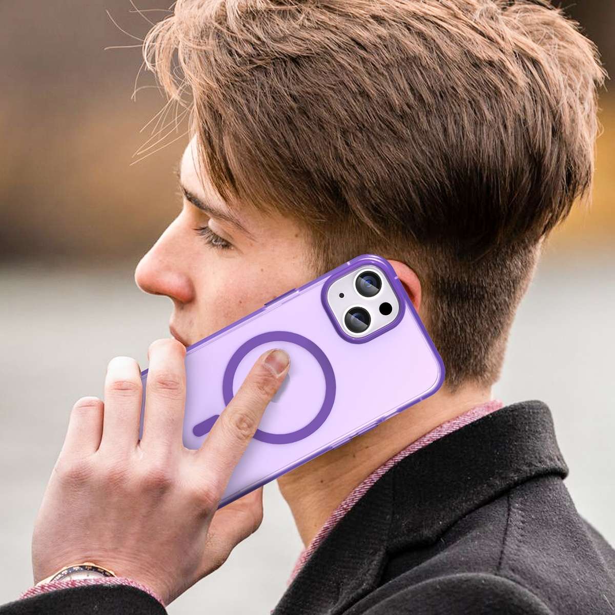 For iPhone 16 MagSafe Frosted Translucent TPU + PC Full Coverage Phone Case(Dark Purple)
