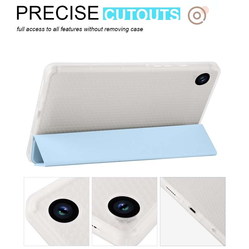 For Samsung Galaxy Tab A9+ X210 3-fold Clear Honeycomb TPU Leather Tablet Case with ... (Ice Blue)