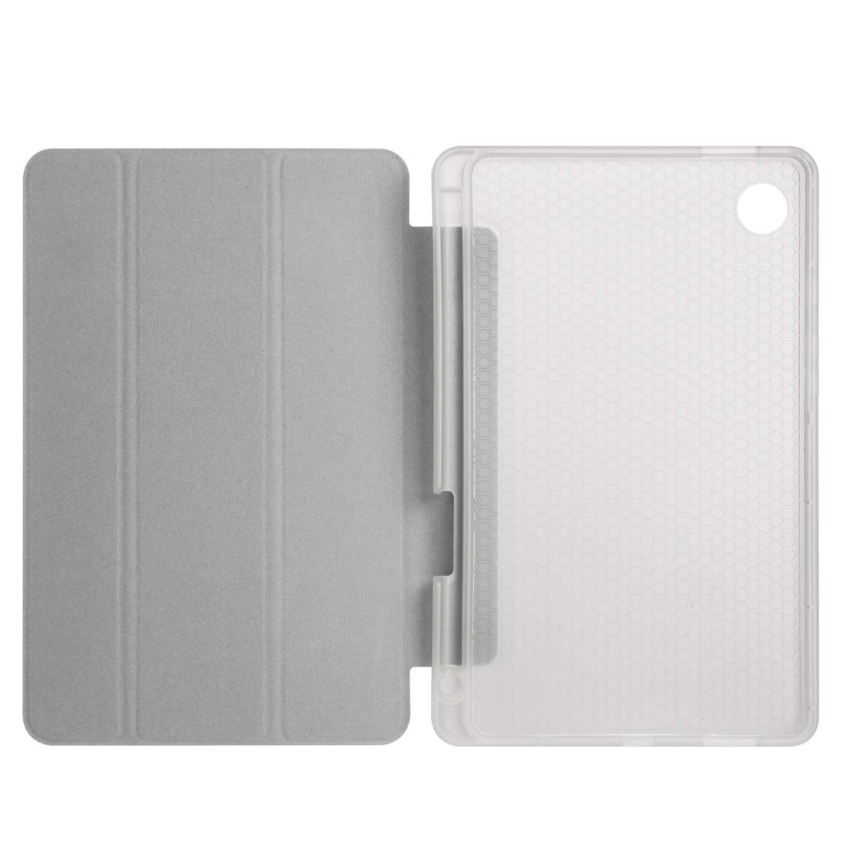 For Samsung Galaxy Tab A9+ X210 3-fold Clear Honeycomb TPU Leather Tablet Case with Pen Slot(Grey)