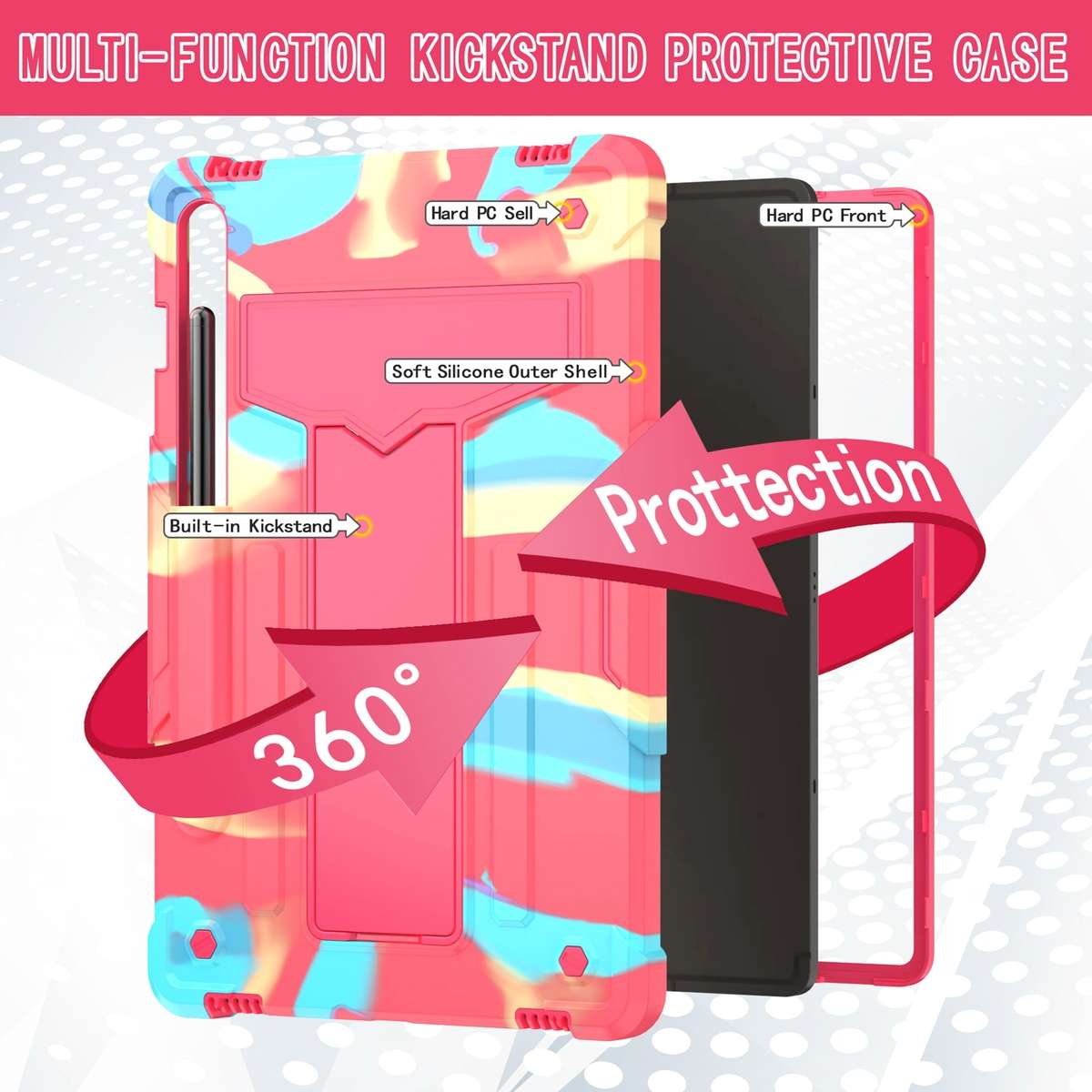 For Samsung Galaxy Tab S9 FE / S9 T Holder Robot Silicone Hybrid PC Tablet Case(Black)