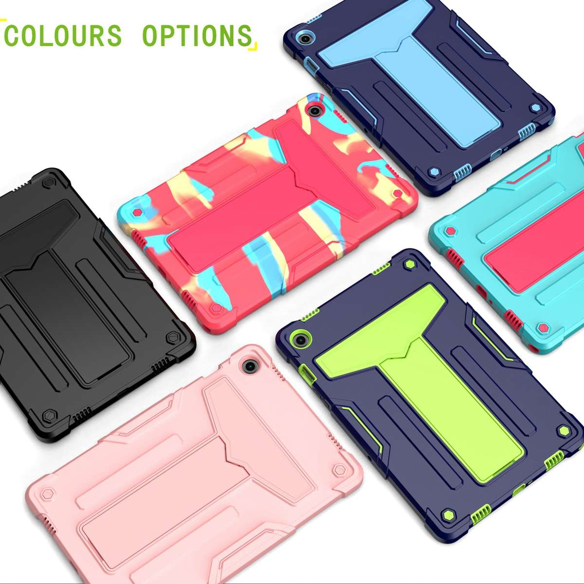 For Samsung Galaxy Tab A9+ T Holder Robot Silicone Hybrid PC Tablet Case(Black)