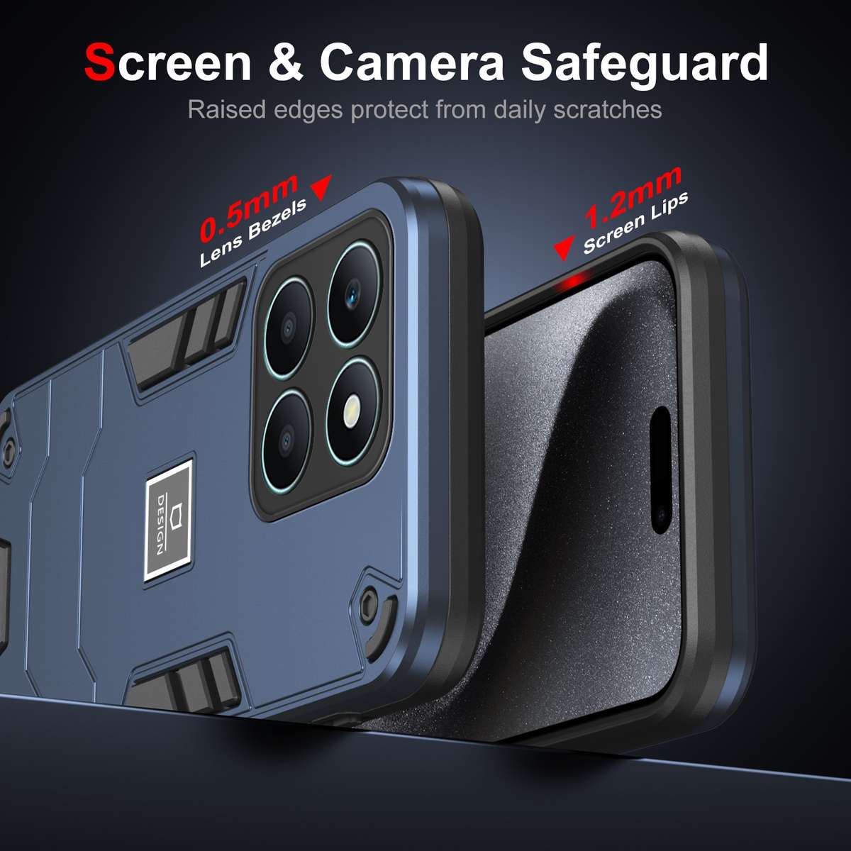 For Honor X6a 2 in 1 Shockproof Phone Case(Blue)