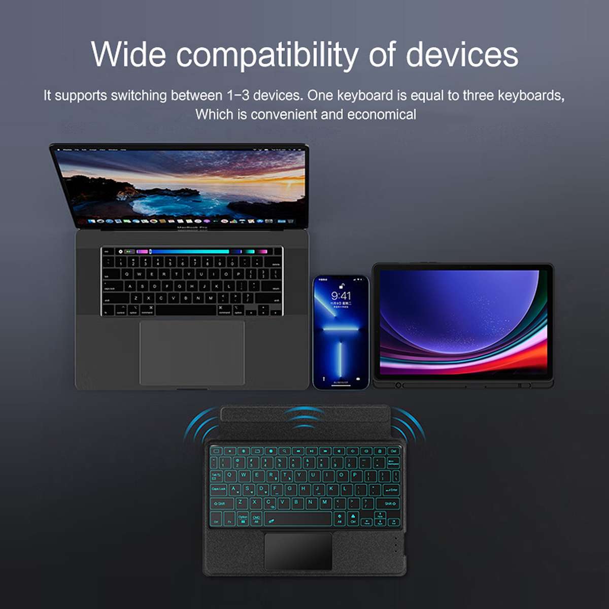 For Samsung Galaxy Tab S9 / S9 FE YJ-S9 Split Bluetooth Keyboard Leather Tablet Case