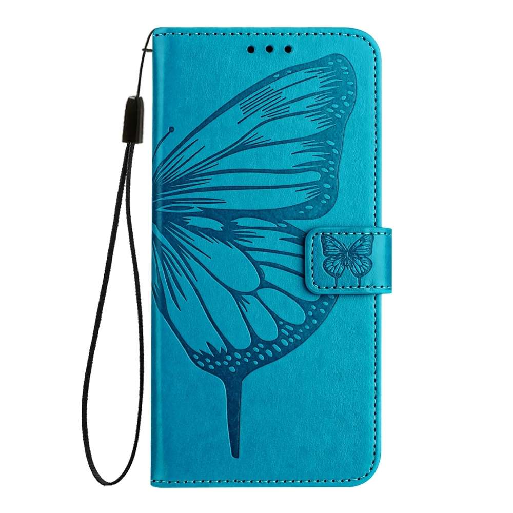 For Xiaomi Redmi Note 8 Pro Embossed Butterfly Leather Phone Case(Blue)