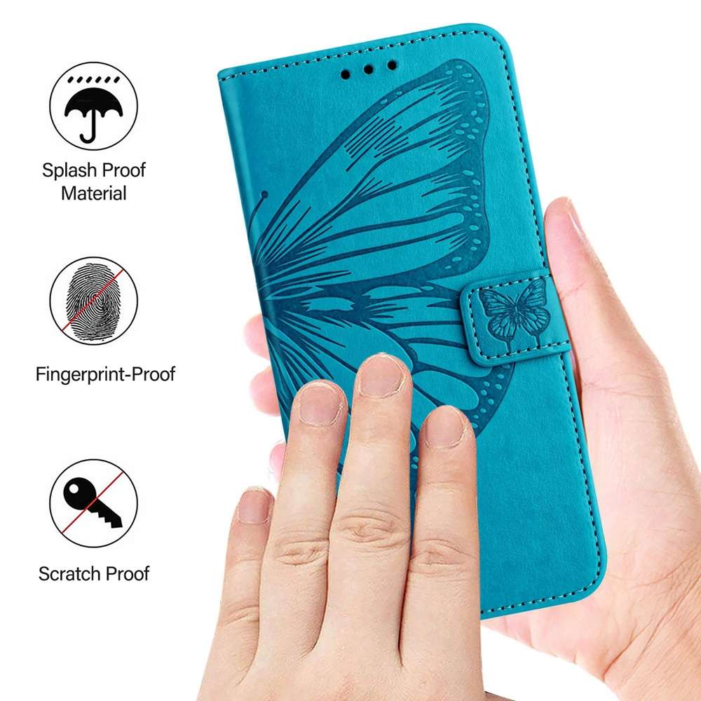 For Xiaomi Redmi Note 8 Pro Embossed Butterfly Leather Phone Case(Blue)