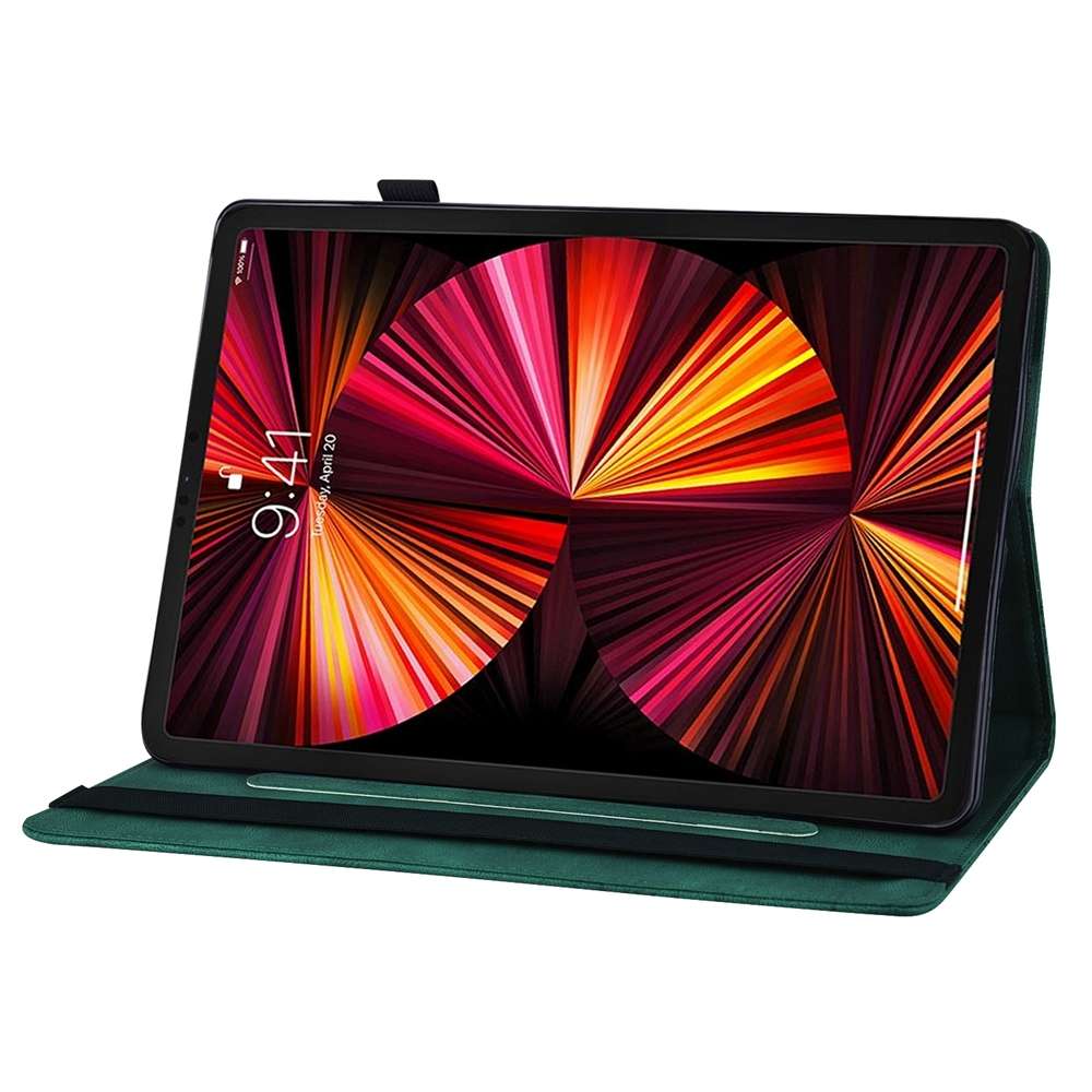 For iPad Pro 12.9 2022 / Air 13 2024 / 2025 Big Butterfly Embossed Leather Tablet Case(Green)