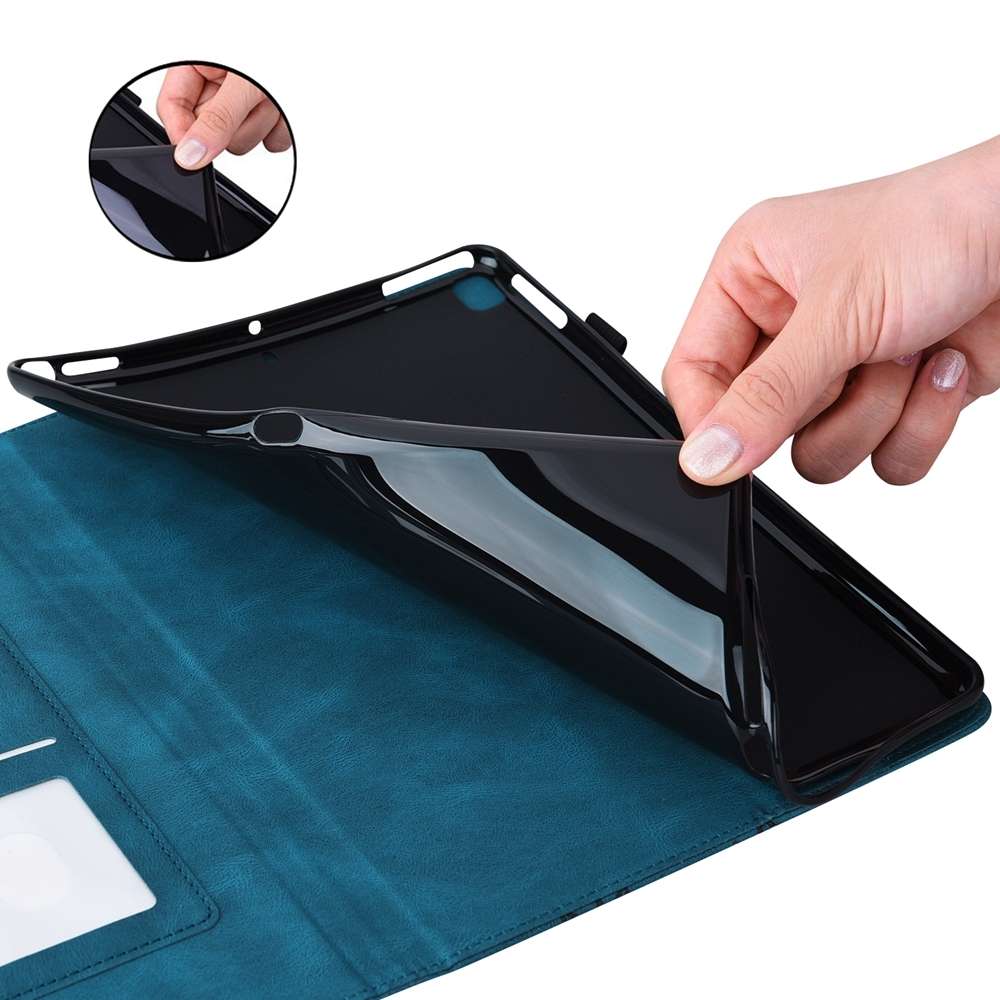 For iPad Pro 12.9 2022 / Air 13 2024 / 2025 Big Butterfly Embossed Leather Tablet Case(Blue)