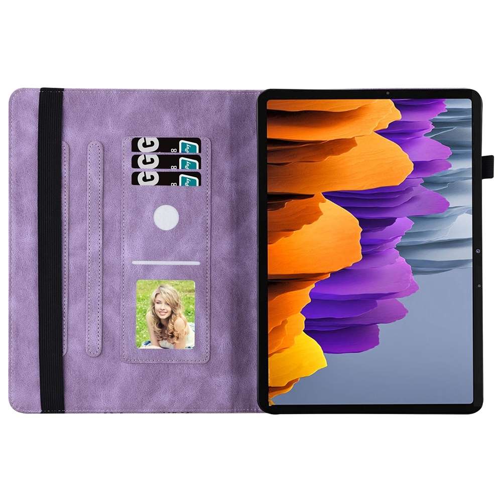 For Samsung Galaxy Tab S9 Ultra / S8 Ultra Big Butterfly Embossed Leather Tablet Case(Purple)