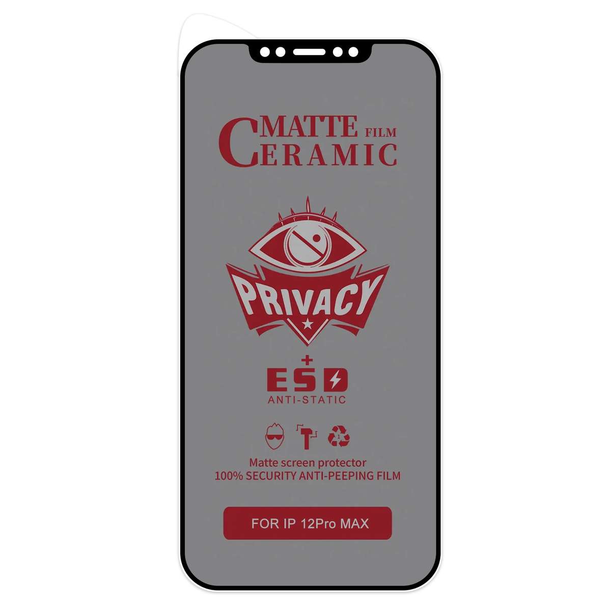 For iPhone 12 Pro Max 25pcs Full Coverage Frosted Privacy Ceramic Film