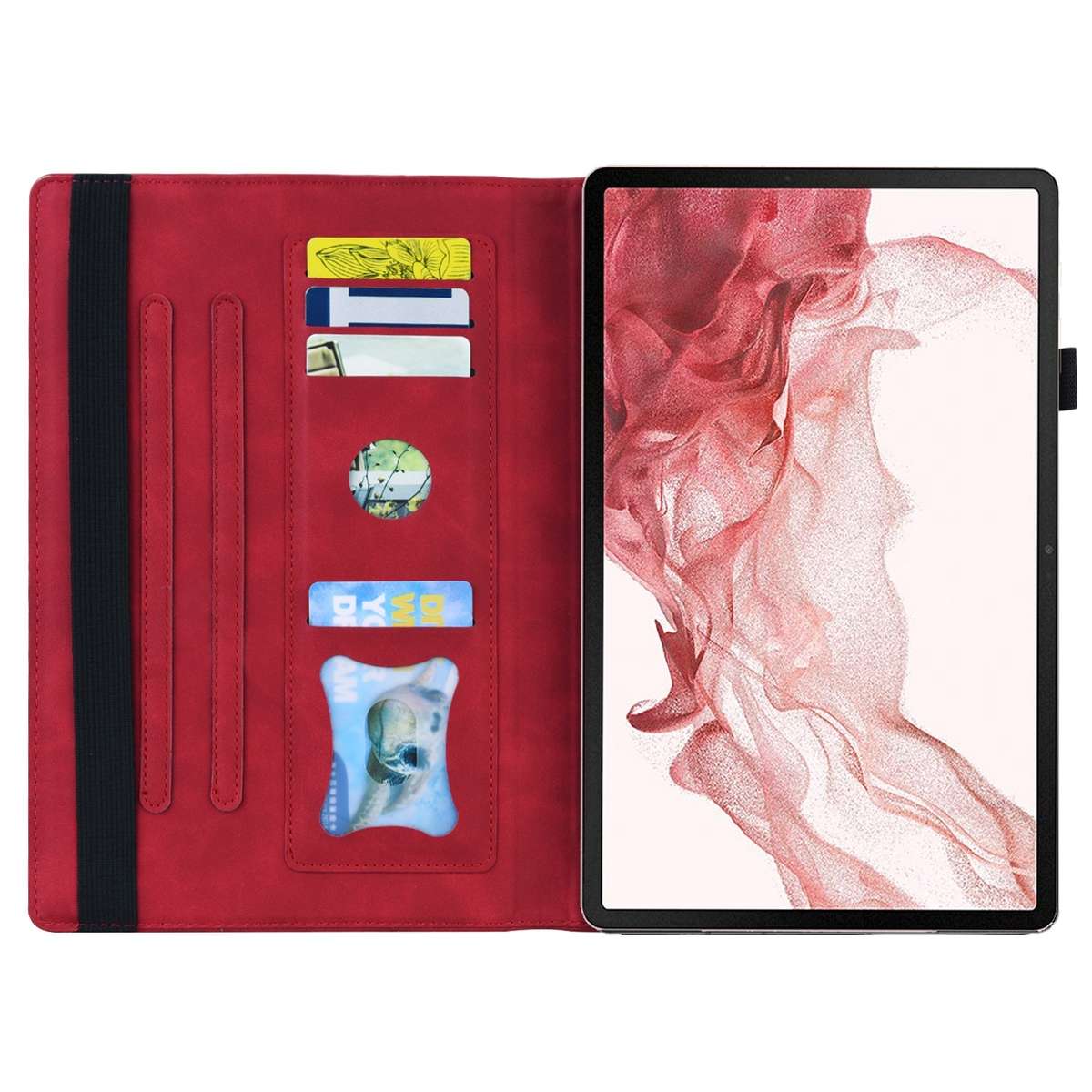 For Samsung Galaxy Tab S9+ /S8+ /S7+ Splicing Shockproof Smart Leather Tablet Case(Red)