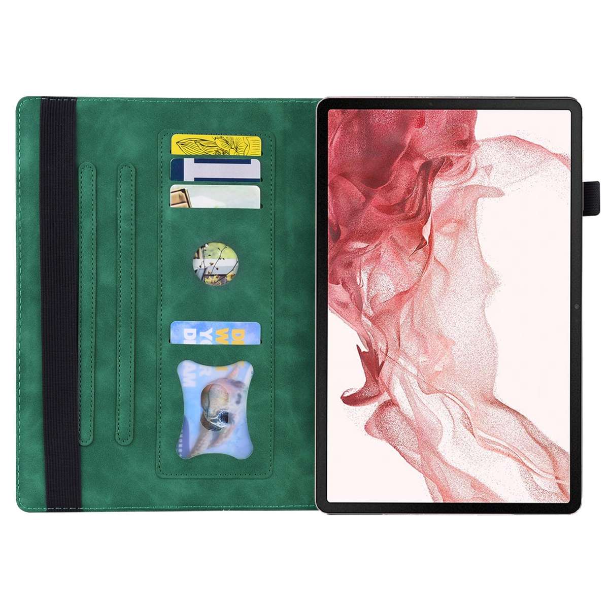 For Samsung Galaxy Tab S9+ /S8+ /S7+ Splicing Shockproof Smart Leather Tablet Case(Green)