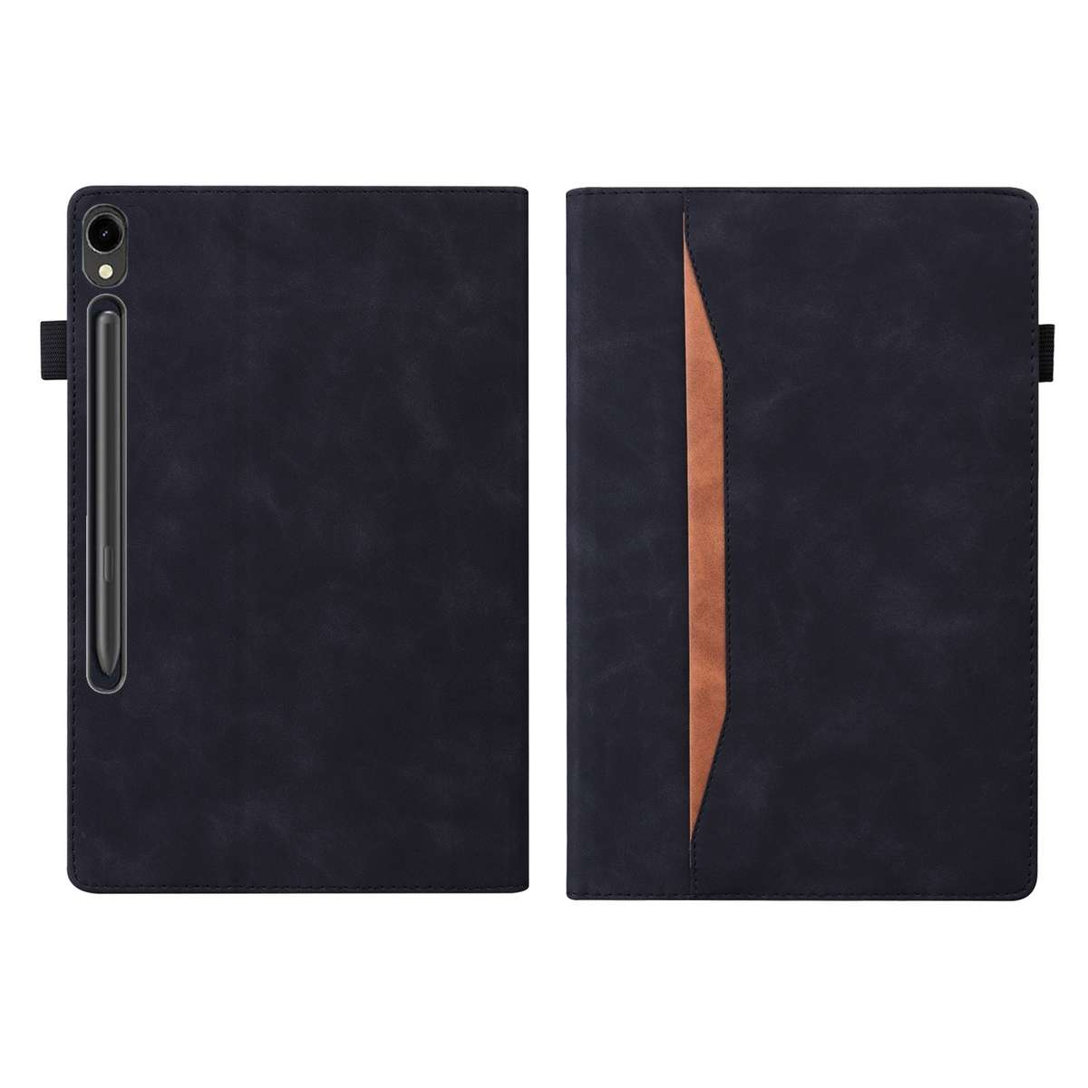 For Samsung Galaxy Tab S9+ /S8+ /S7+ Splicing Shockproof Smart Leather Tablet Case(Black)