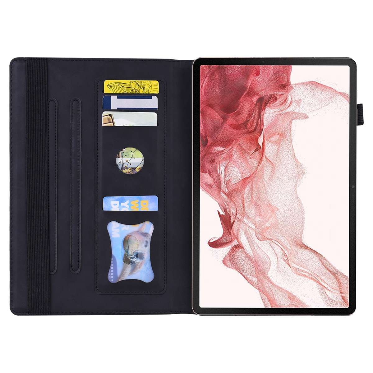 For Samsung Galaxy Tab S9+ /S8+ /S7+ Splicing Shockproof Smart Leather Tablet Case(Black)