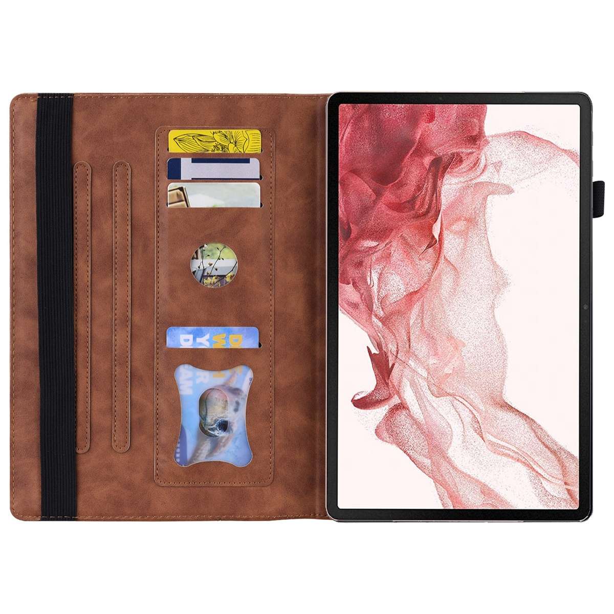 For Samsung Galaxy Tab S9+ /S8+ /S7+ Splicing Shockproof Smart Leather Tablet Case(Brown)