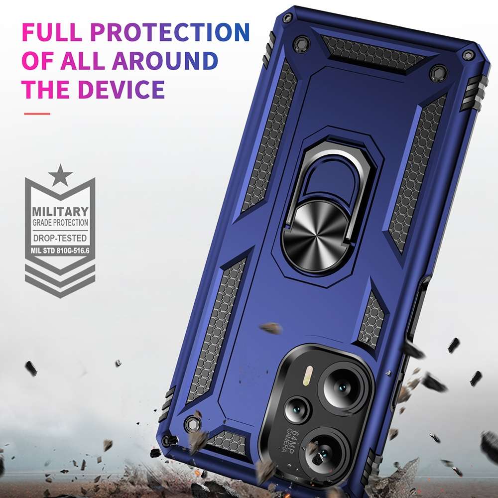For Xiaomi Poco F5 5G / Redmi Note 12 Turbo 5G Shockproof TPU + PC Phone Case with Holder(Blue)