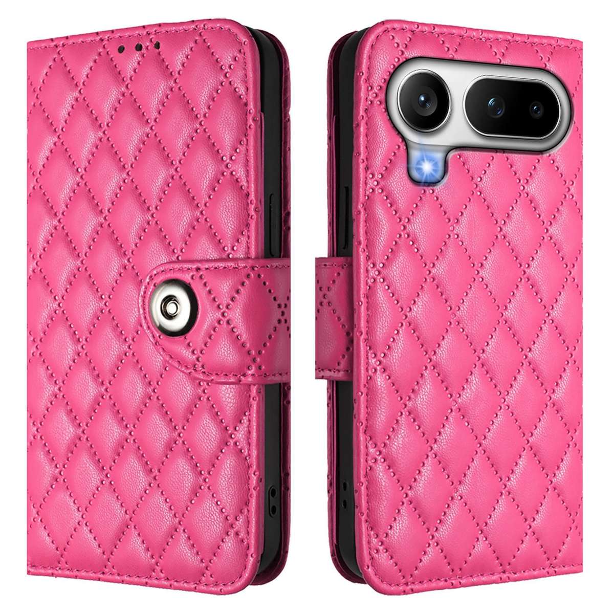 For Honor Magic8 Pro Air 5G Rhombic Texture Flip Leather Phone Case with Lanyard(Rose Red)