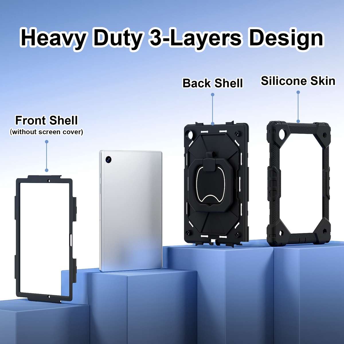 For Samsung Galaxy Tab A8 10.5 2021 Contrast Color Robot Silicone Hybrid PC Tablet Case(Black)