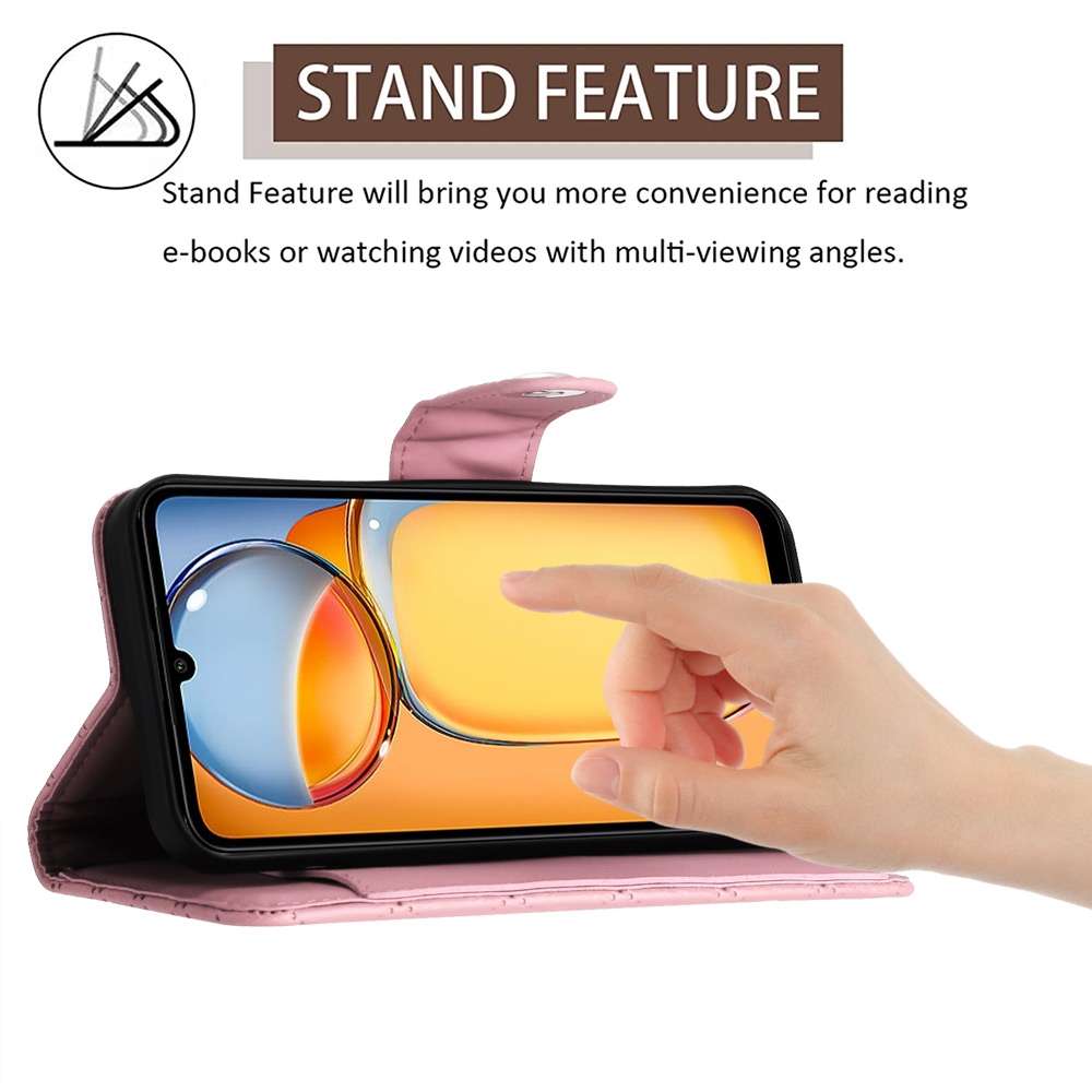 For Xiaomi Redmi 13C 4G Rhombic Texture Flip Leather Phone Case with Lanyard(Pink)