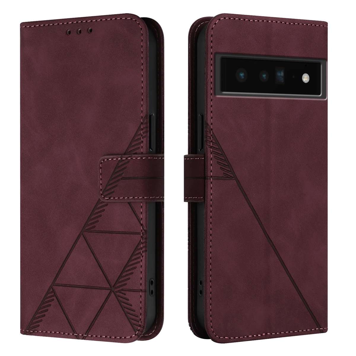 For Google Pixel 6 Pro Crossbody 3D Embossed Flip Leather Phone Case(Wine Red)