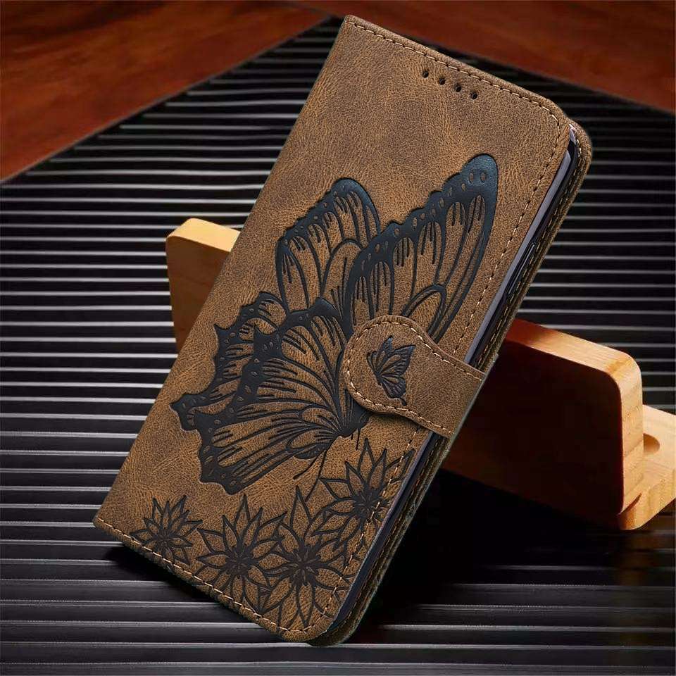 For Xiaomi Redmi Note 13 4G Retro Skin Feel Butterflies Embossing Horizontal Flip Leat ... (Brown)