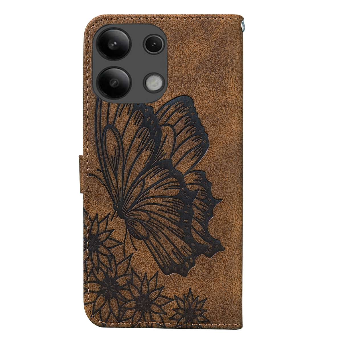 For Xiaomi Redmi Note 13 4G Retro Skin Feel Butterflies Embossing Horizontal Flip Leat ... (Brown)