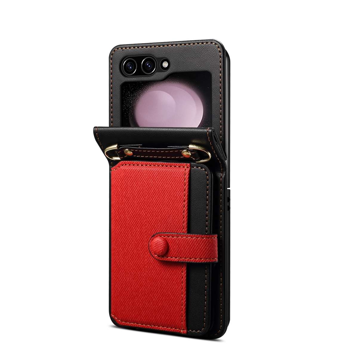 For Samsung Galaxy Z Flip5 Crossbody Color Matching Folding Phone Case(Red)