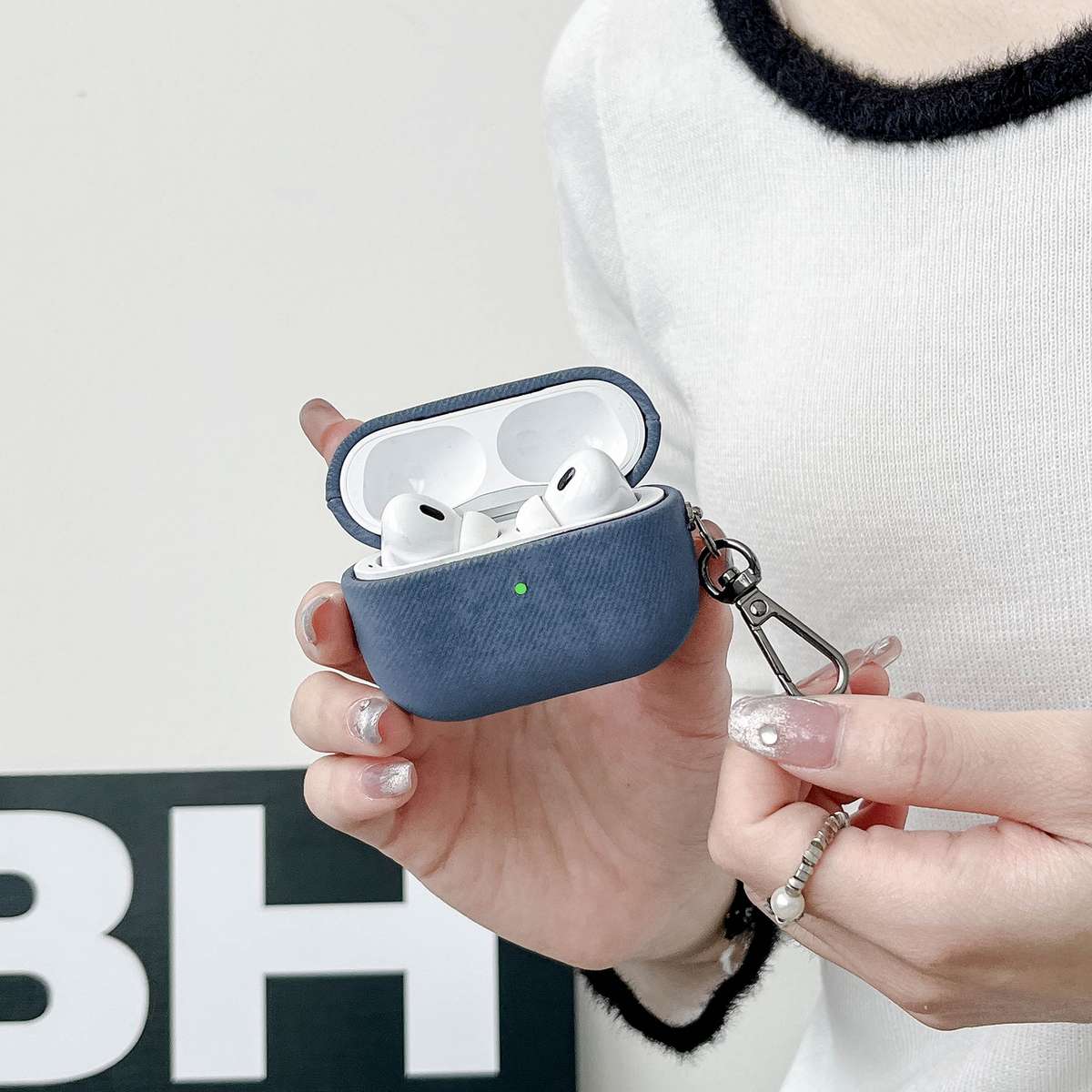For AirPods Pro Suede Earphone Protective Case(Blue)