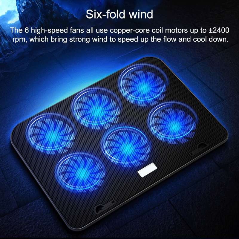 ICE COOREL Notebook Computer Base Speed Control Silent Six-fan Cooling Holder Cooling Rack, Style: