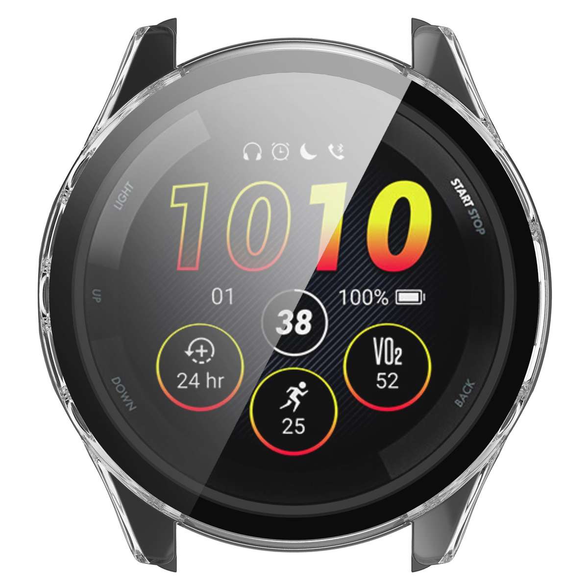 For Garmin Forerunner 165 / 165 Music PC + Tempered Film Integrated Watch Protec ... (Transparent)