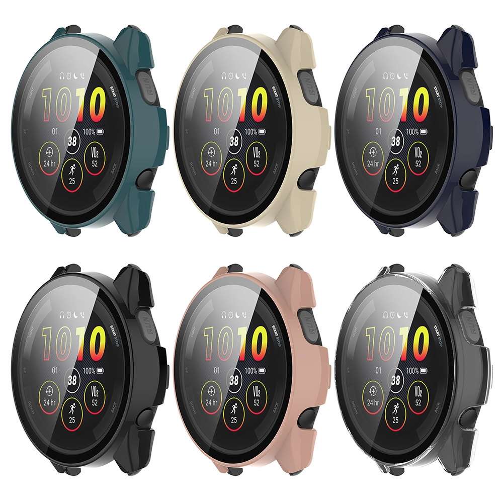 For Garmin Forerunner 165 / 165 Music PC + Tempered Film Integrated Watch Protec ... (Transparent)