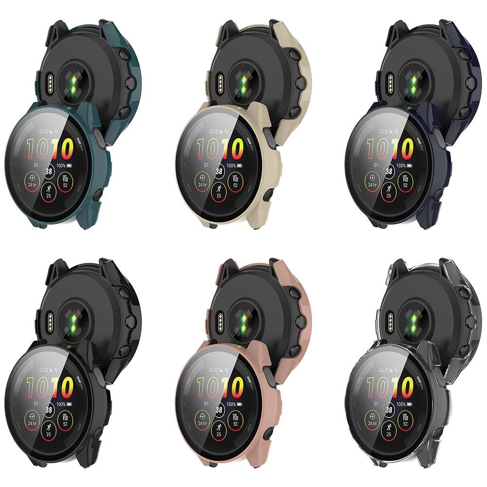 For Garmin Forerunner 165 / 165 Music PC + Tempered Film Integrated Watch Protec ... (Transparent)